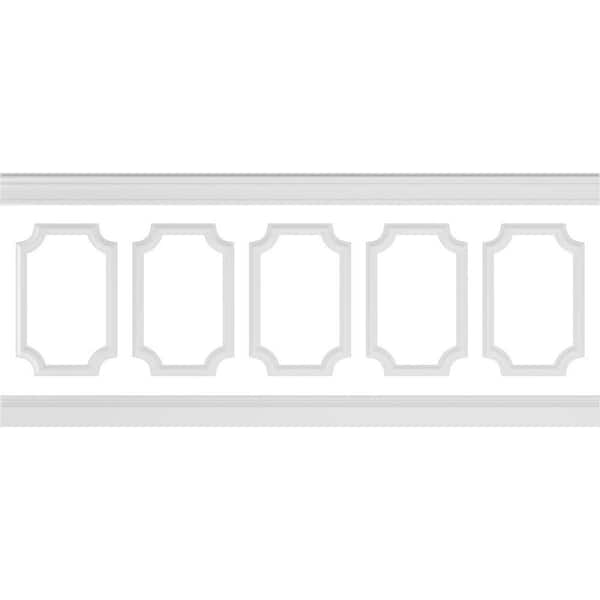 94 1/2 in. (Adjustable 40 in. to 44 in.) 26 sq. ft. Polyurethane Ashford Scalloped Panel Wainscot Kit Primed