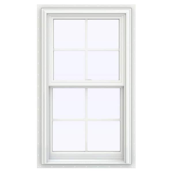 JELD-WEN 23.5 in. x 35.5 in. V-2500 Series White Vinyl Double Hung Window with Colonial Grids/Grilles