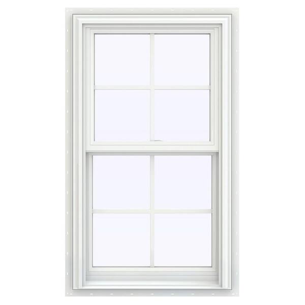JELD-WEN 23.5 in. x 40.5 in. V-2500 Series White Vinyl Double Hung Window with Colonial Grids/Grilles