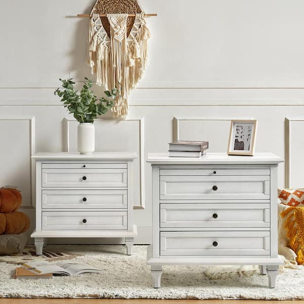Rustic white nightstand set of 2 discount
