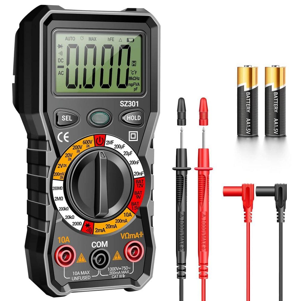 Digital Multimeter 600-Volt 10 Amp AC/DC Voltmeter Ammeter Ohm Meter Digital Tester with Case Silicone Leads price history on PriceWatchPro
