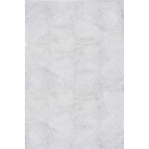 Amy Machine Washable Silver 5 ft. x 8 ft. Solid Area Rug