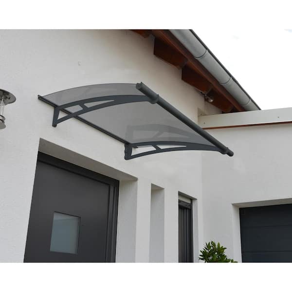 Aquila 3 ft. x 5 ft. Gray/Solar Gray Door and Window Fixed Awning