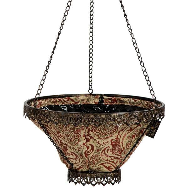 Bombay Outdoors Black Avignon Hanging Planter With Venice Liner