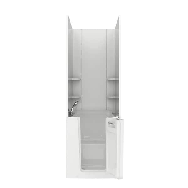 Unbranded NOVA Heated Rampart 3.2 ft. Walk-in Non-Whirlpool Bathtub with Easy Up Adhesive Wall Surround in White