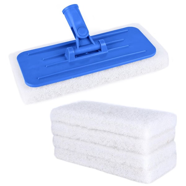Light Duty Cleaning Scrubbing Pads 5-Pieces Bundle w/ Threaded Swivel EZ Scrub Pad Holder Household Commercial Cleaning