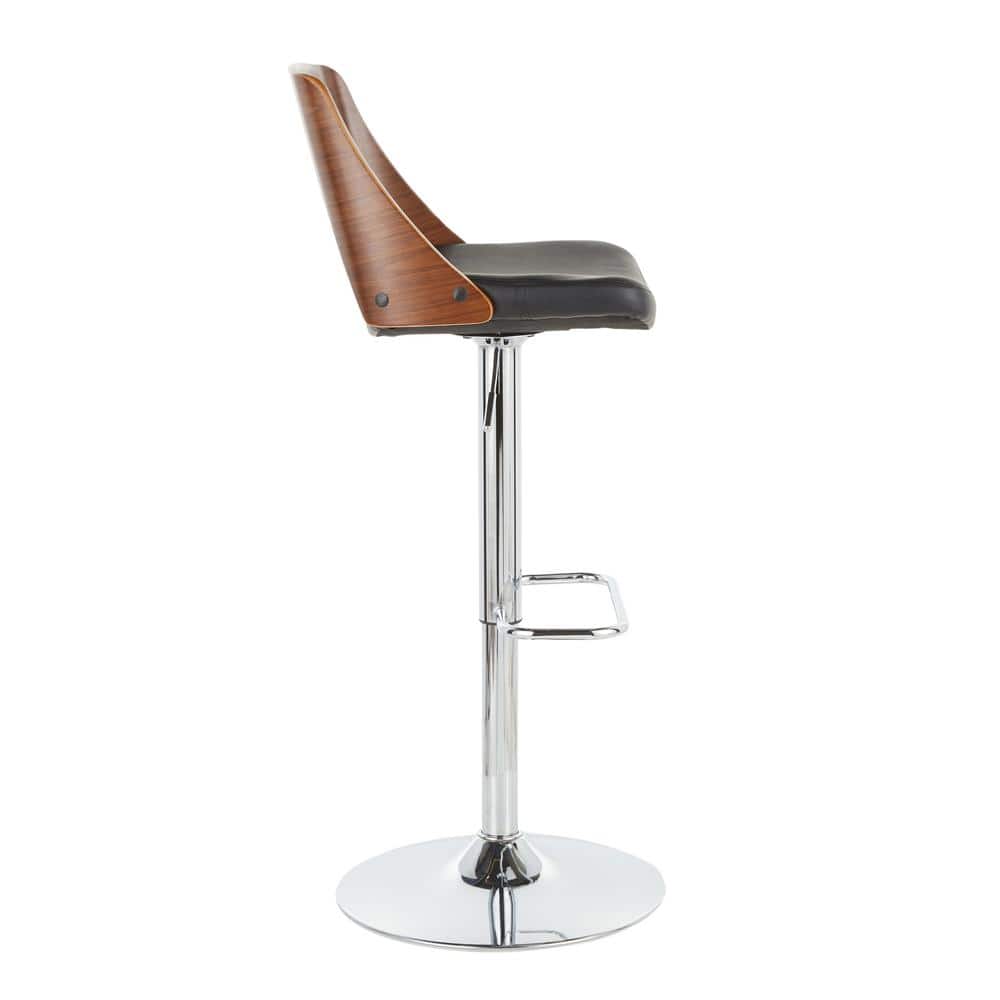 Valencia Black Adjustable Swivel Barstool with Wood and Metal
