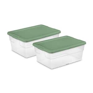 16 Qt. Clear Plastic Storage Tote Home Organizer Bins with Lid (2 Pack)