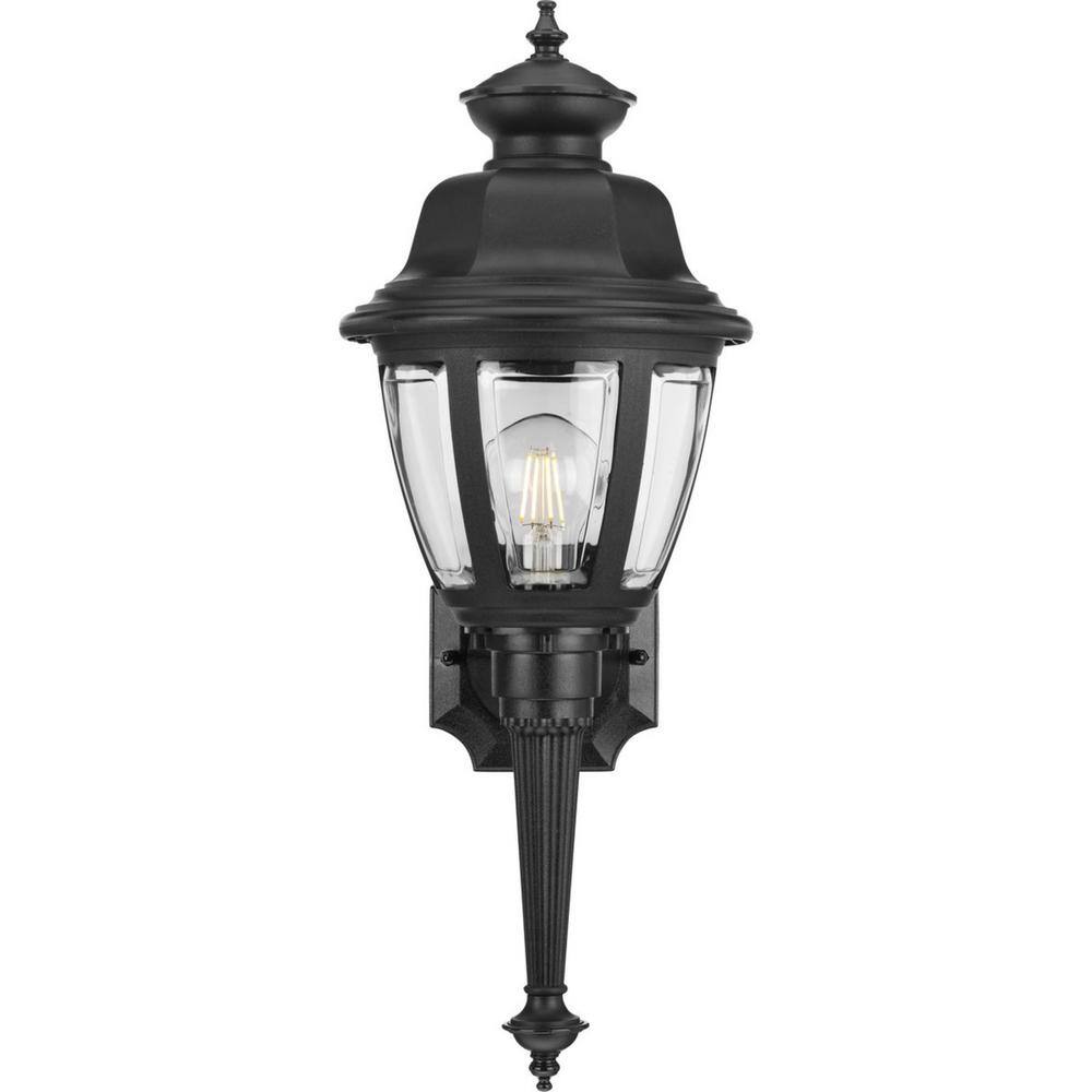 Black Outdoor Wall Lantern with Clear Beveled Panels