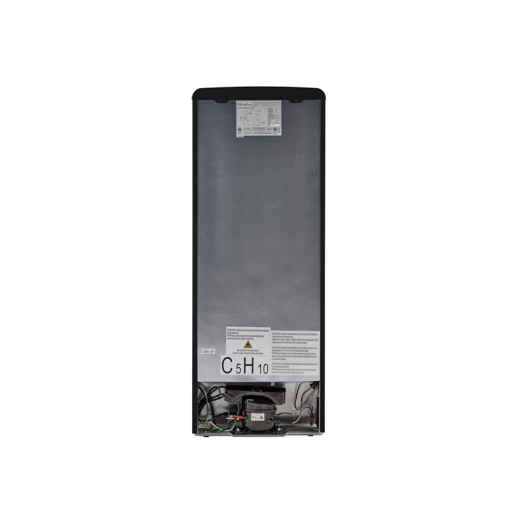 Midnight Black Compact Retro Refrigerator with Bottom Freezer