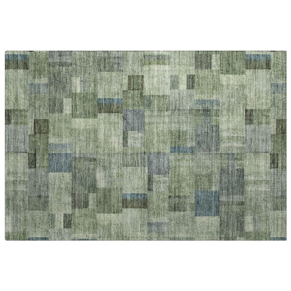 Dream Shag Premium Machine Washable Abstract ADS639 Green 2 ft. x 3 ft. Accent Rug