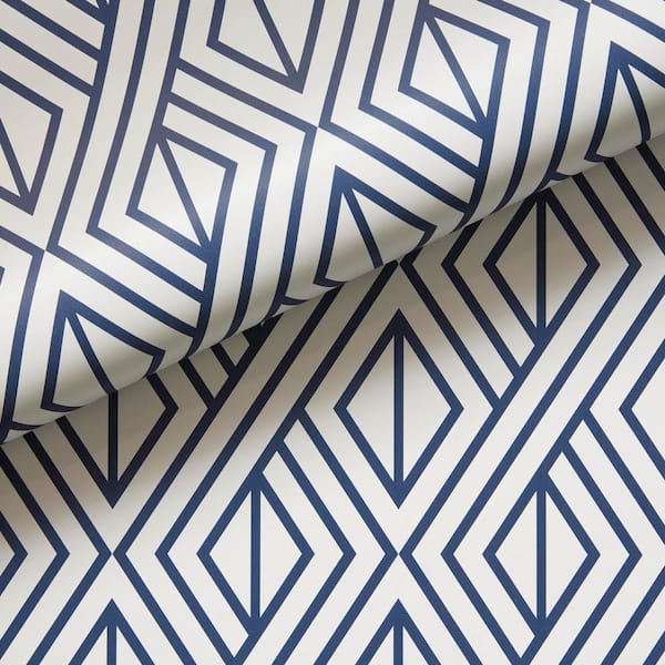 NextWall Diamond Navy And White Geometric Vinyl Peel & Stick Wallpaper Roll  (Covers  Sq. Ft.) NW30106 - The Home Depot