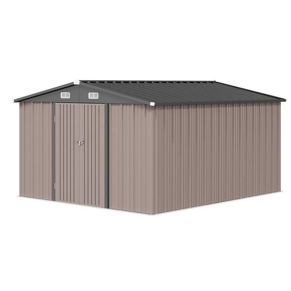 Sizzim 10 ft. W x 12 ft. D Metal Storage Shed with Double