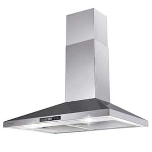 30 inch 450 CFM Touch Panel Wall Mounted Range Hood in Silver