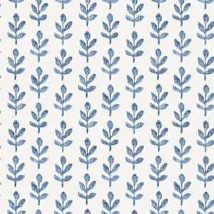 Whiskers Blue Leaf Wallpaper Sample