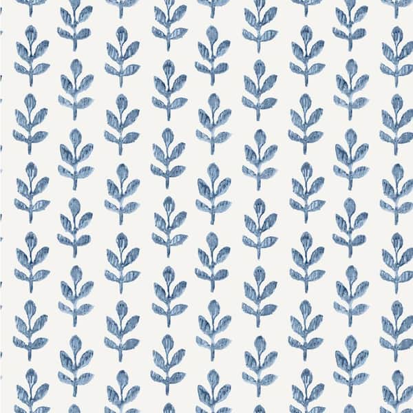 Chesapeake Whiskers Blue Leaf Wallpaper Sample