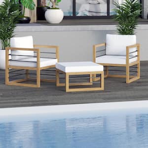 3-Piece Aluminum Outdoor Conversation Set with Vanilla White Cushions