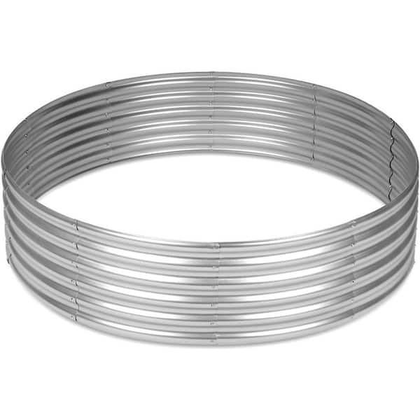 Oyezvary Round Galvanized Raised Garden Bed 48in. L x 48in. W x 12in. H Steel Large Metal Planter Kit Gardening Vegetables