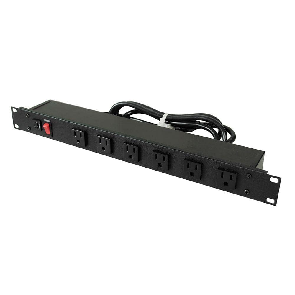 Legrand Wiremold 6-Outlet 15 Amp Rackmount Front Power Strip w/ Lighted On/Off Switch and 90 Degree Rotated Outlers, 6 ft. Cord