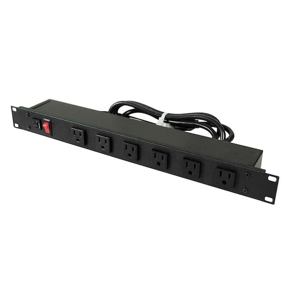Wiremold 6-Outlet 15 Amp Rackmount Front Power Strip with Lighted On/Off Switch and 90 Degree Outlets and 6 ft. Cord