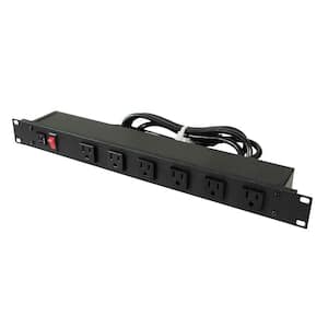 Wiremold 6-Outlet 15 Amp Rackmount Front Power Strip w/ Lighted On/Off Switch and 90 Degree Rotated Outlers, 6 ft. Cord