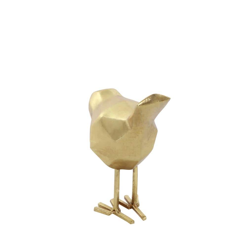 Gold Faceted Resin Bird Sculpture Set, 7" and 8"