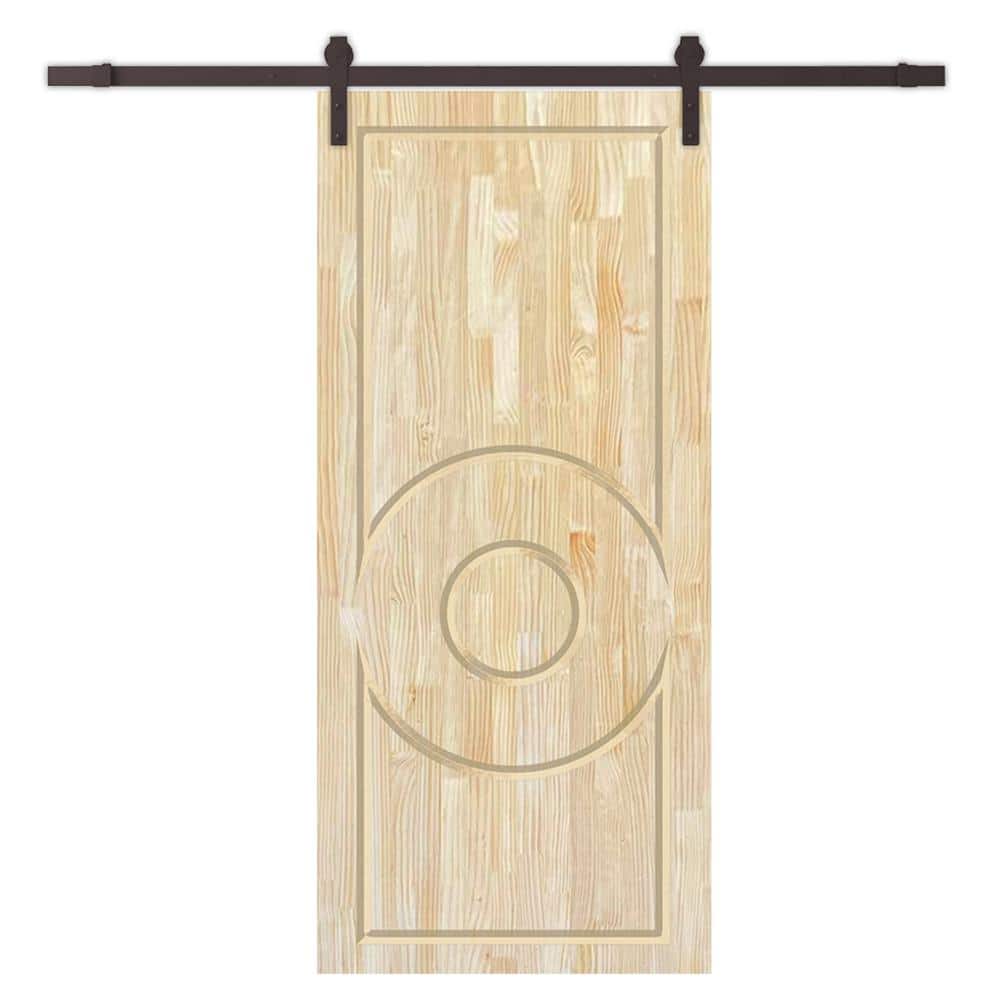 30 in. x 84 in. Natural Pine Wood Unfinished Interior Sliding Barn Door with Hardware Kit price history on PriceWatchPro