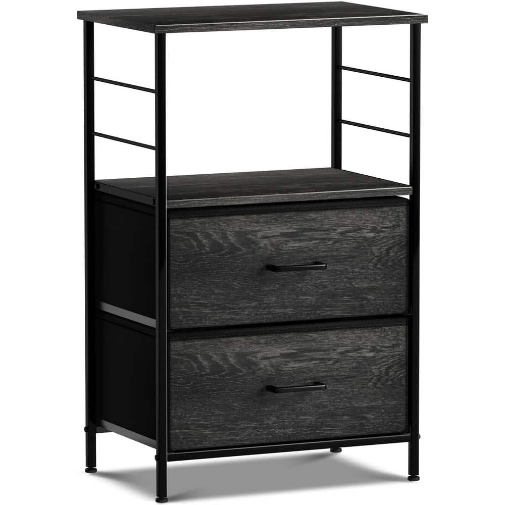 Multifunctional Fabric 2-Drawer Nightstand with Sturdy Steel Frame