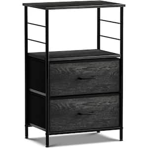 2-Drawer Black Nightstand 33.75 in. H x 21.62 in. W x 11.75 in. D