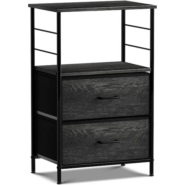Sorbus 2-Drawer Black Nightstand 33.75 in. H x 21.62 in. W x 11.75 in. D
