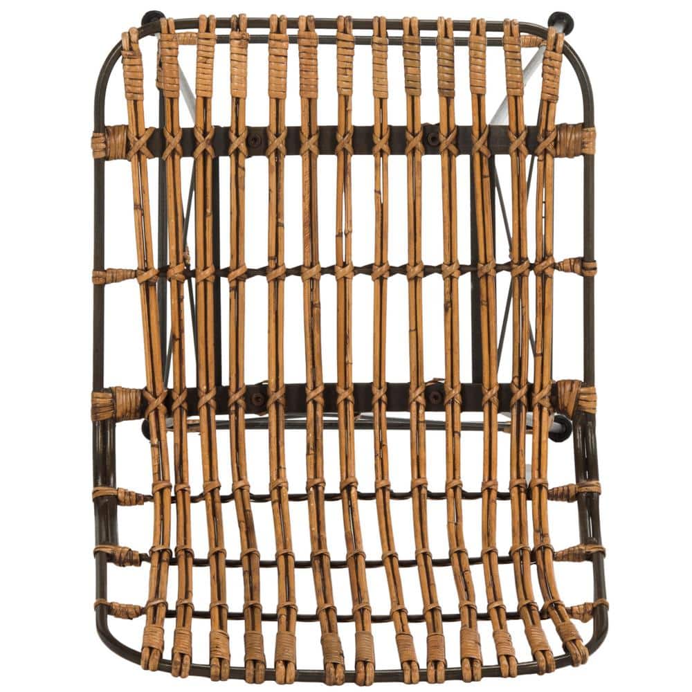Minerva Natural and Black Wicker Counter Stools, Set of 2