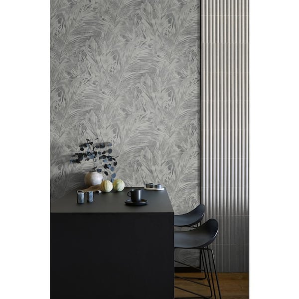 Smoke Mari Botanical Vinyl Unpasted Wallpaper Roll (60.75 sq. ft.)