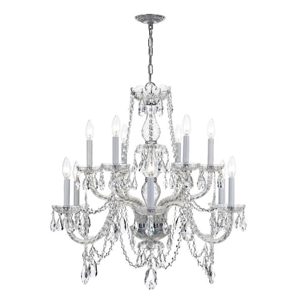 Traditional Crystal 12-Light Polished Chrome Crystal Chandelier
