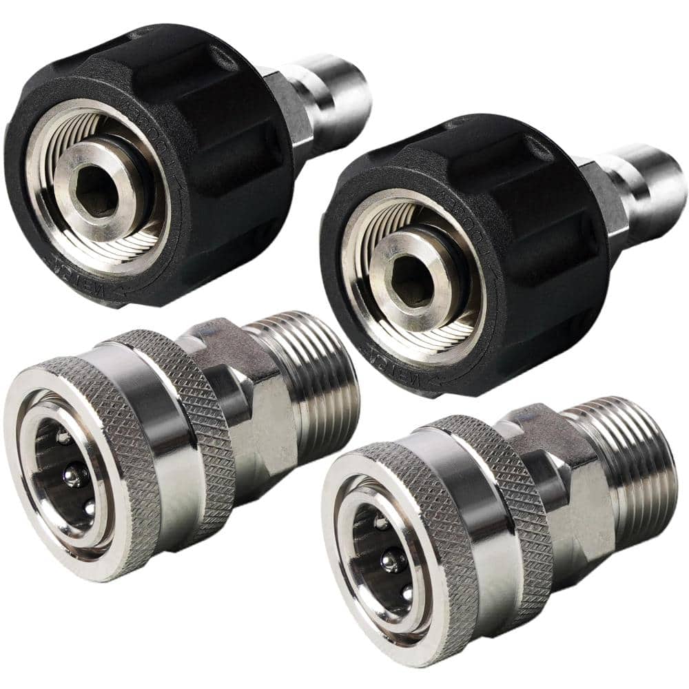 M22 to 3/8 Inch Stainless Steel Pressure Washer Quick Connect Swivel Adapter Kit, 4-Piece Set price history on PriceWatchPro