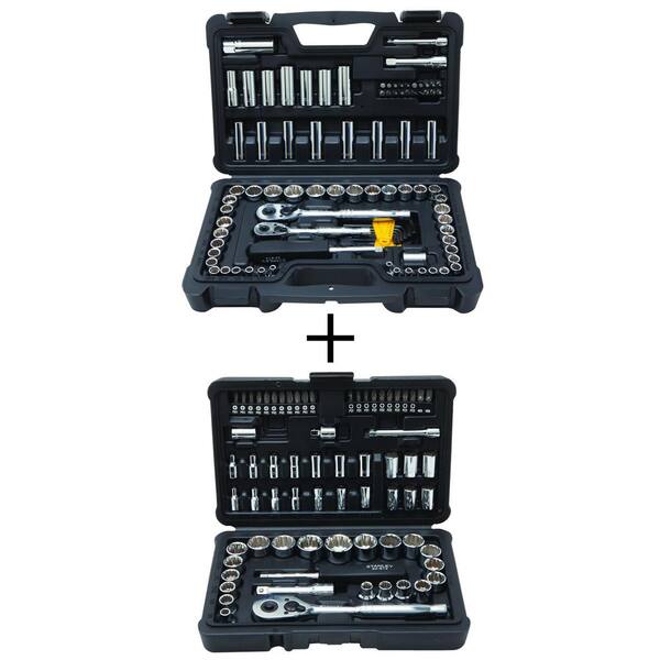 Stanley STMT7485874859 1/4 in. & 3/8 in. Drive Full Polish Chrome SAE & Metric Mechanic Tool Set (97-Piece) and Mechanic Tool Set (68pc) - 1