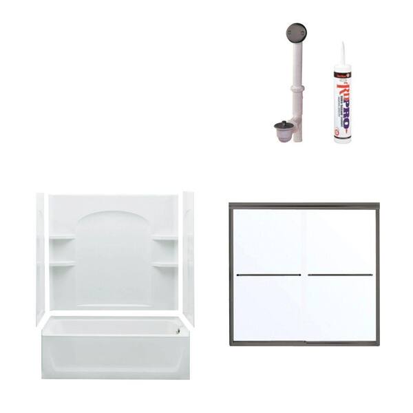 STERLING Ensemble Bathtub Kit with Right-Hand Drain in White with Oil Rubbed Bronze Trim-DISCONTINUED