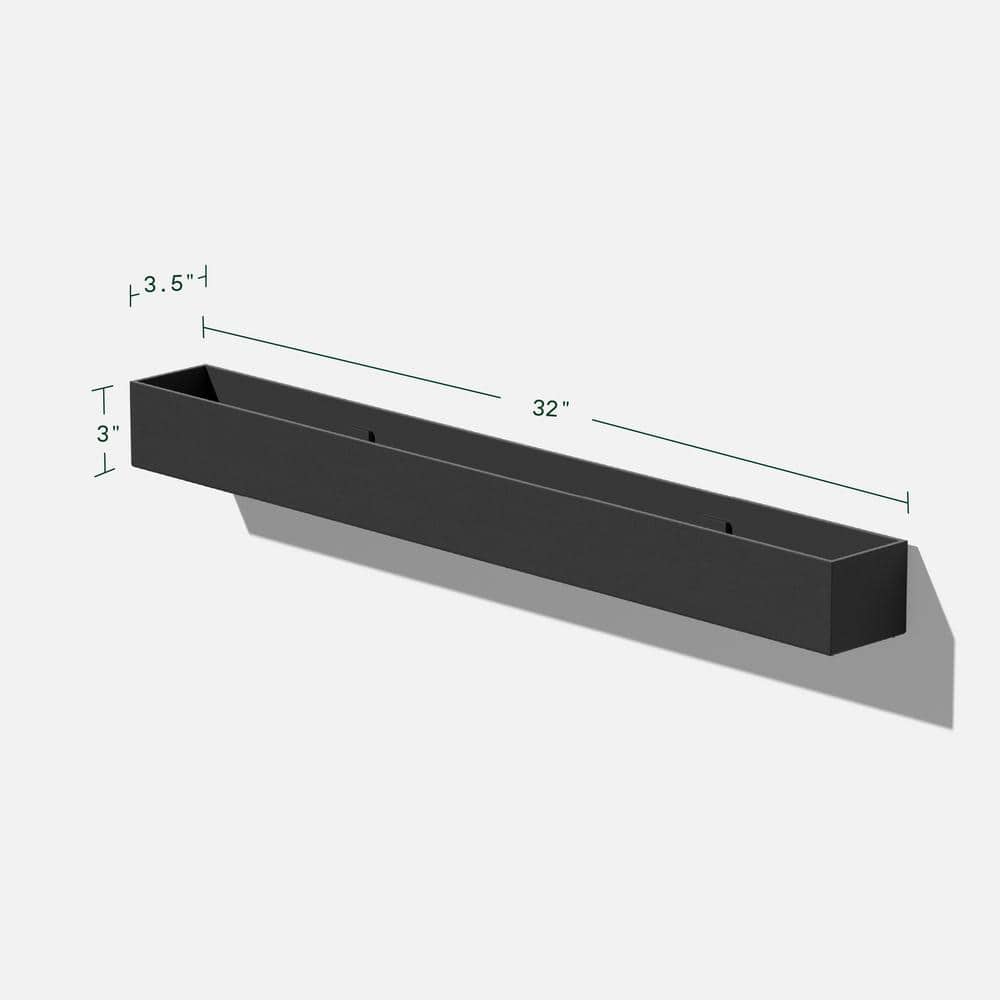 Modern Geo Black Plastic-Stone Composite Trough Hanging Planter 32"