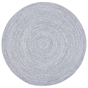 SAFAVIEH Braided Ivory/Black 7 ft. x 7 ft. Round Solid Area Rug BRD256C-7R  - The Home Depot