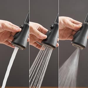 Single Handle Pull Down Sprayer Kitchen Faucet with Advanced Spray with Deck Plate in Oil Rubbed Bronze