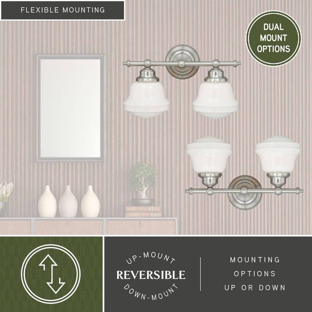 Huntley 16" Satin Nickel and White Glass Bathroom Vanity Light