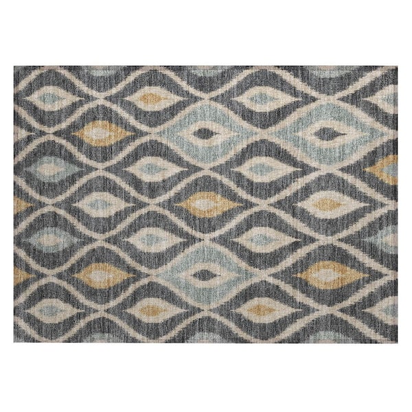 Chantille Machine Washable Indoor/Outdoor Abstract ACN3121 Charcoal 3 ft. x 4 ft. Area Rug
