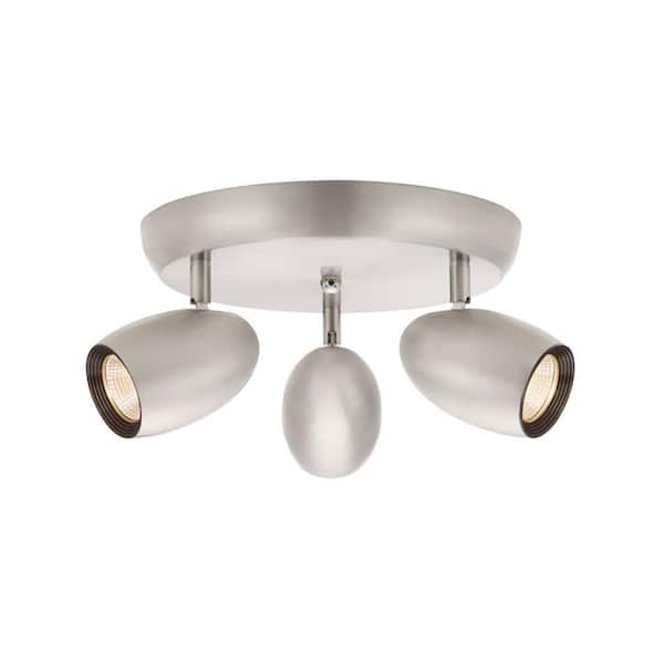 Hampton Bay 3-Light Brushed Nickel LED Dimmable Spot Light with Directional Head