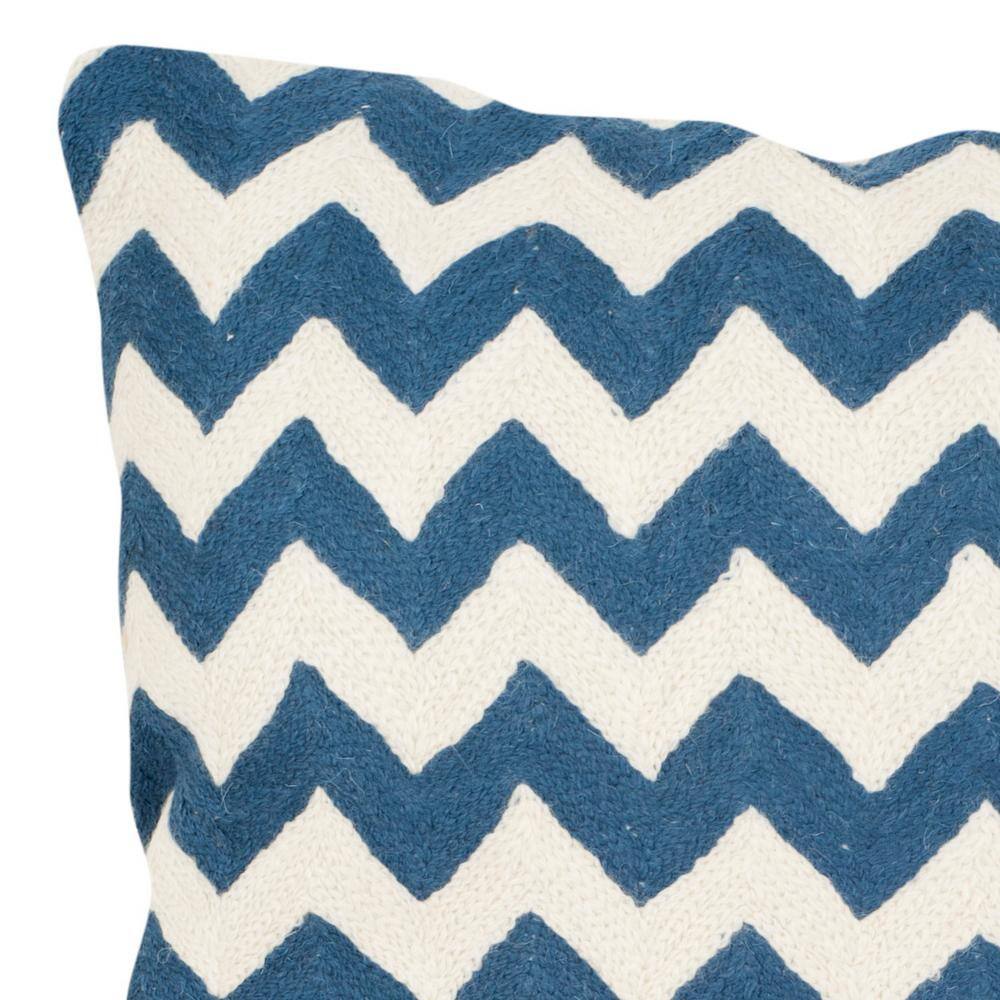 Navy Blue Embroidered Cotton Canvas Throw Pillow Set