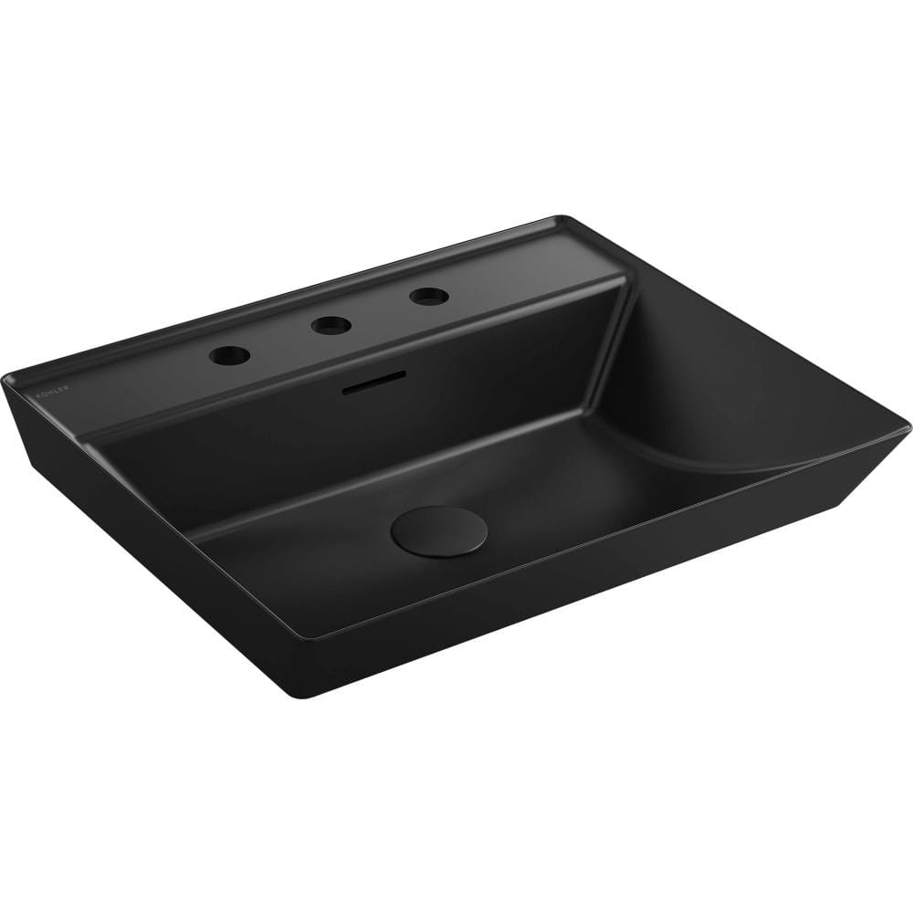 KOHLER Brazn Vitreous China Rectangular Vessel Sink in Honed Black