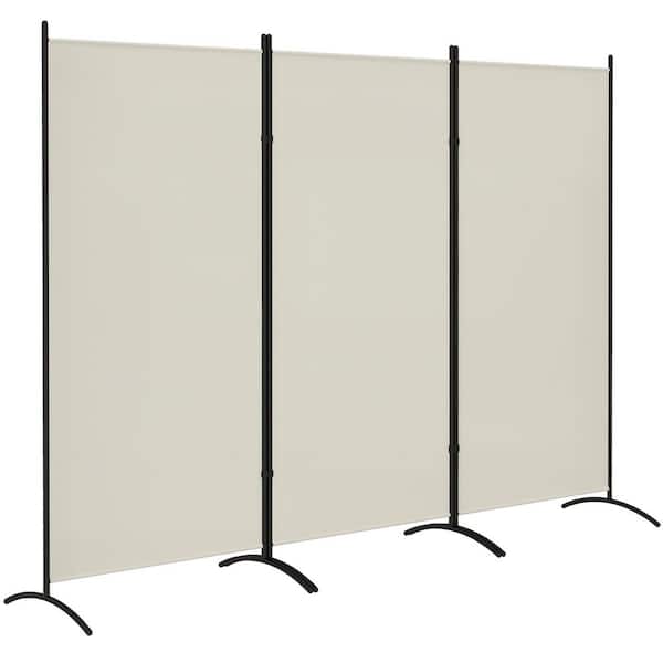 71.75 in. Room Divider, 3-Panel Folding Privacy Screen, Portable Partition Wall Divider for Home Office, Light Gray