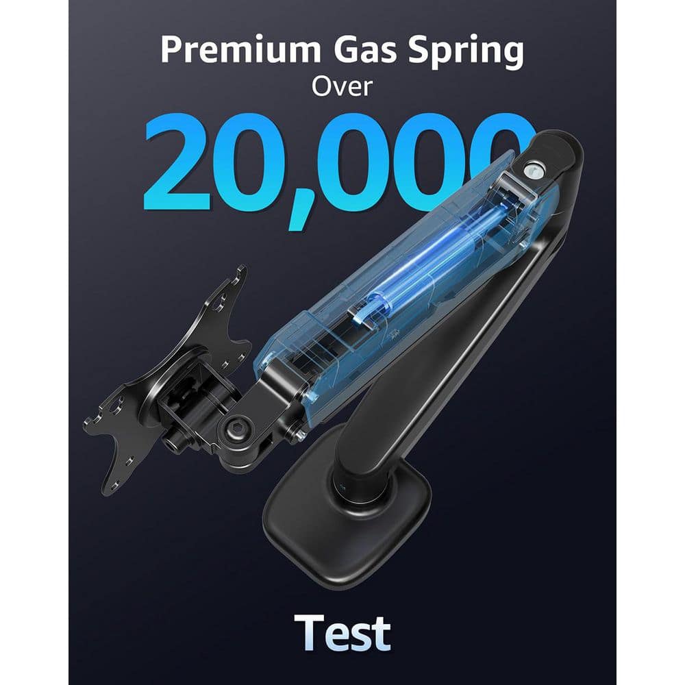 Adjustable Gas Spring Single Monitor Desk Mount Arm Supports Up to 32 in. Screen VESA Stand Black - Thumbnail 3