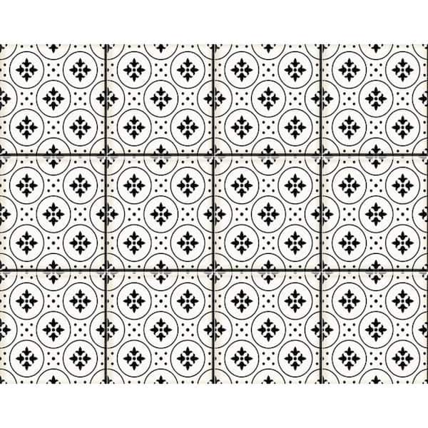 HomeRoots Black/White 5 in. x 5 in. Vinyl Peel and Stick Removable Tile Stickers (4.08 sq. ft./Pack)