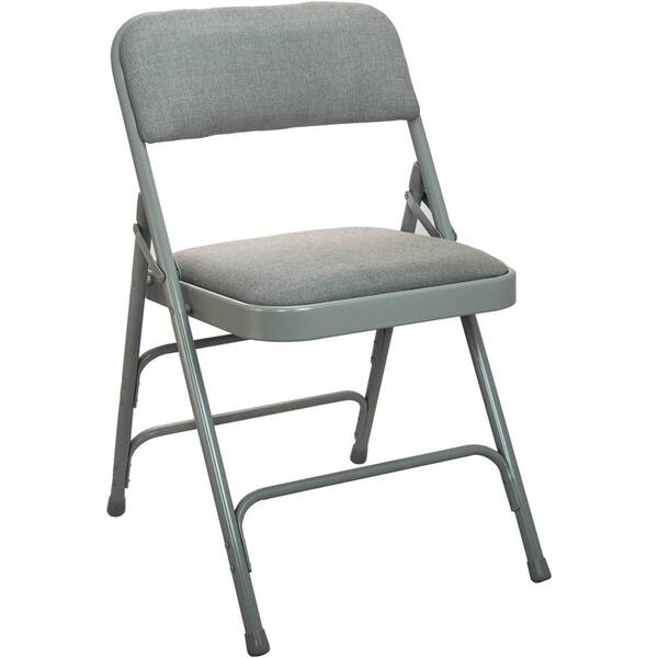 Advantage 1 in. Grey Fabric Seat Padded Metal Folding Chair