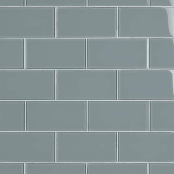 Merola Tile Tessera Blue Smoke 3 in. x 6 in. Glass Subway Wall Tile (1 sq. ft. / pack)
