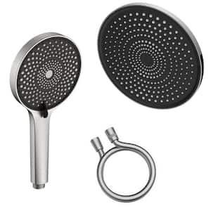 3-Spray Patterns 5 in. Ceiling Mount Handheld Shower Head with 12 in. Round Rain Head Replacement in Brushed Nickel